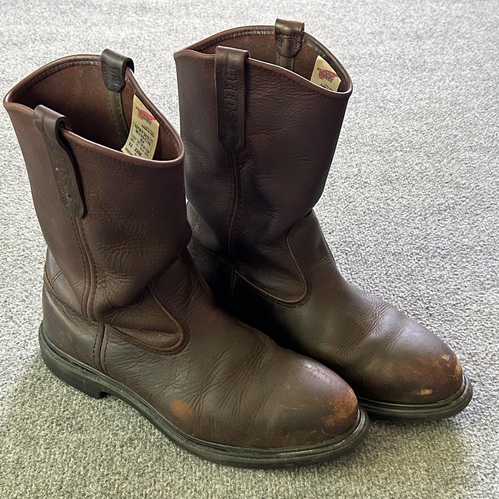 Red Wing Pecos Boots Mens Size 10.5EE Brown Leather Steel Toe EH 2259 USA